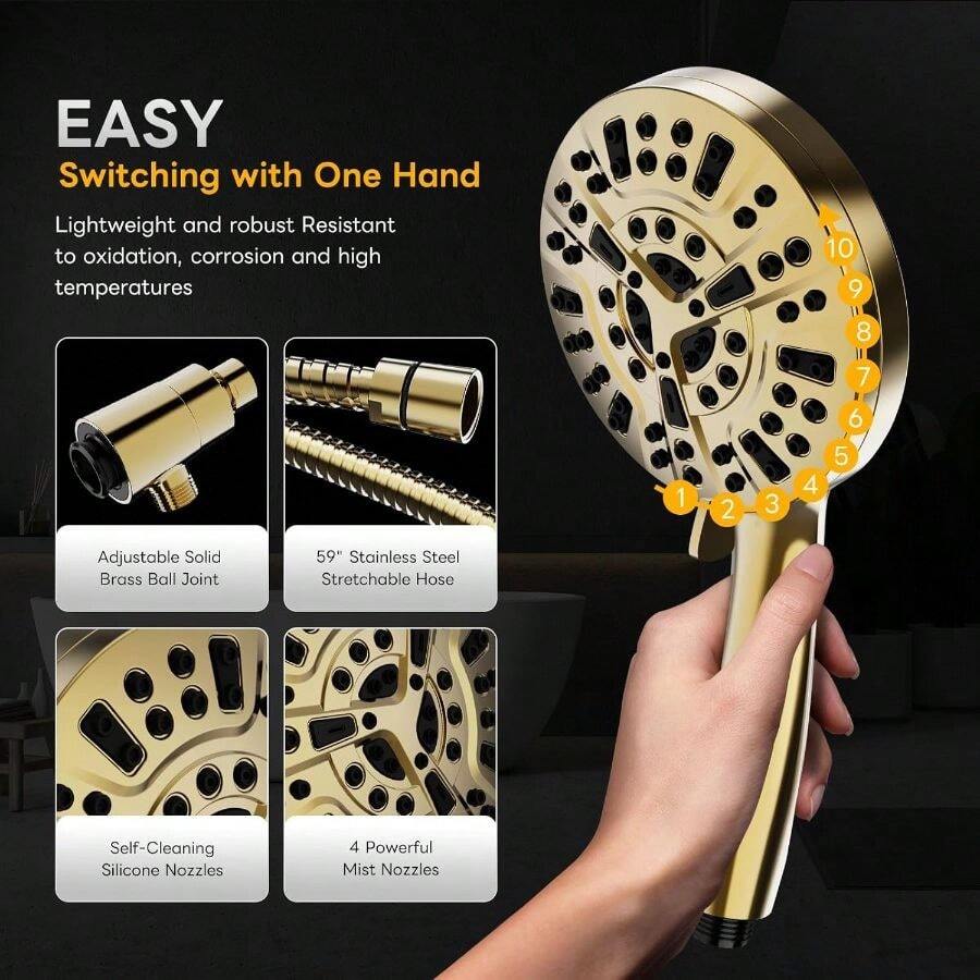 High Pressure 10 Ways Handheld - đánh giá và giá High Pressure Shower Head Handheld