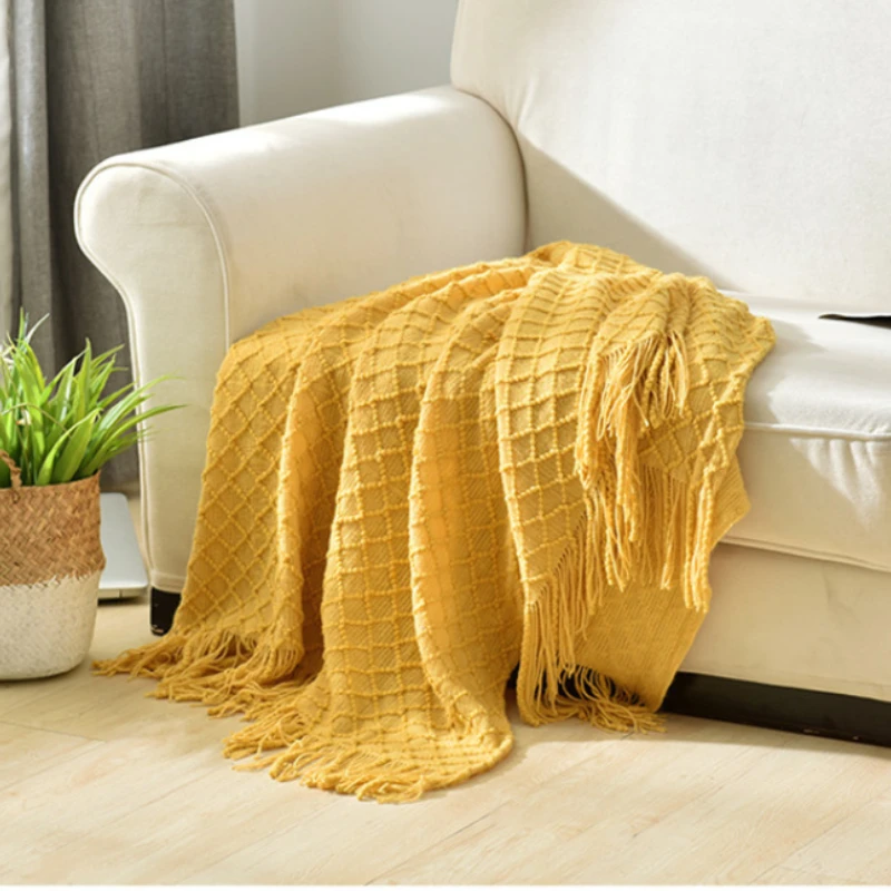 Mustard Yellow Textured Knit T - đánh giá và giá Boho Throw Blanket Fringe