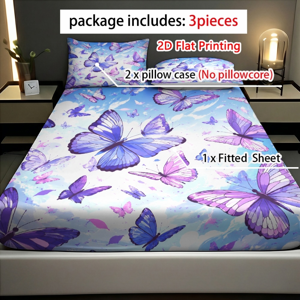 Flat Print Vibrant Purple Butt - đánh giá và giá Fitted Bed Sheets Deep Pocket