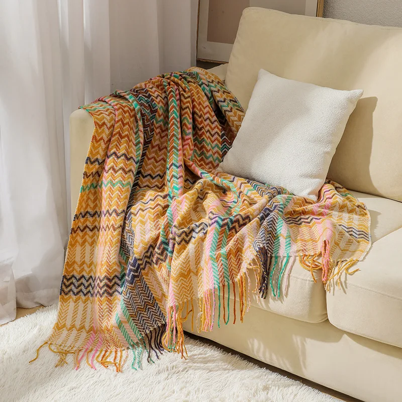 Boho Wave Throw Blanket with T - đánh giá và giá Boho Throw Blanket Fringe